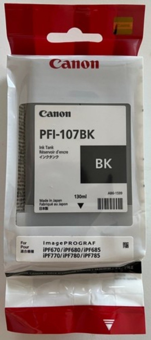 NEW Genuine Canon PFI-107BK Ink Tank/Cartridge for iPF510/iPF610/iPF710