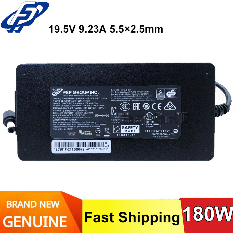 Original FSP FSP180-AJBN3 180W 19.5V 9.23A 5.5×2.5mm Laptop Charger Power Supply