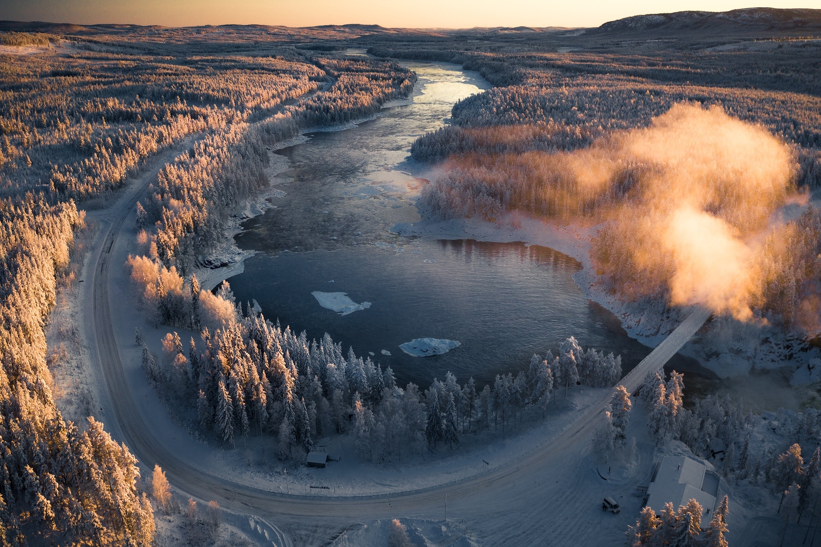 Landscape sweden nature road winter trees snow ice Custom Gaming Mat Desk