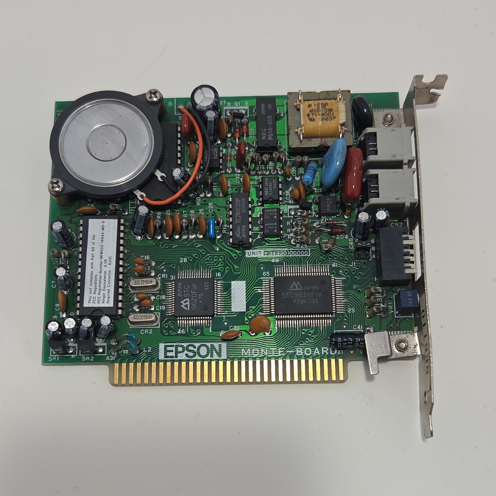 Vintage Epson MONTE-BOARD ISA Fax Modem Card BKM552C203A Internal 16-Bit PC Card