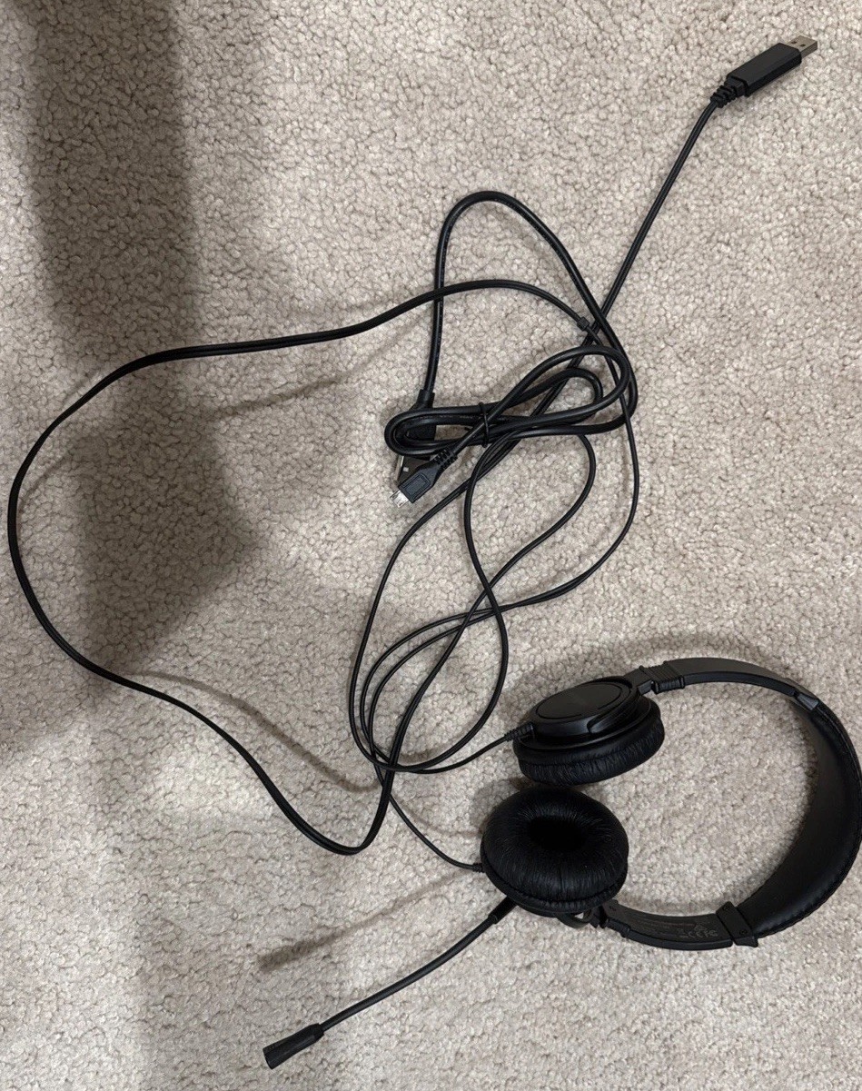 Kensington Headset USb A Wired Headset Headphones With Boom Microphone Black