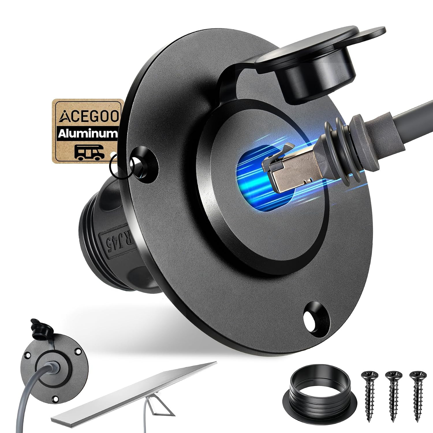 Starlink Wall Pass through Socket, RJ45 Ethernet Bulkhead Connector | CNC Alumin