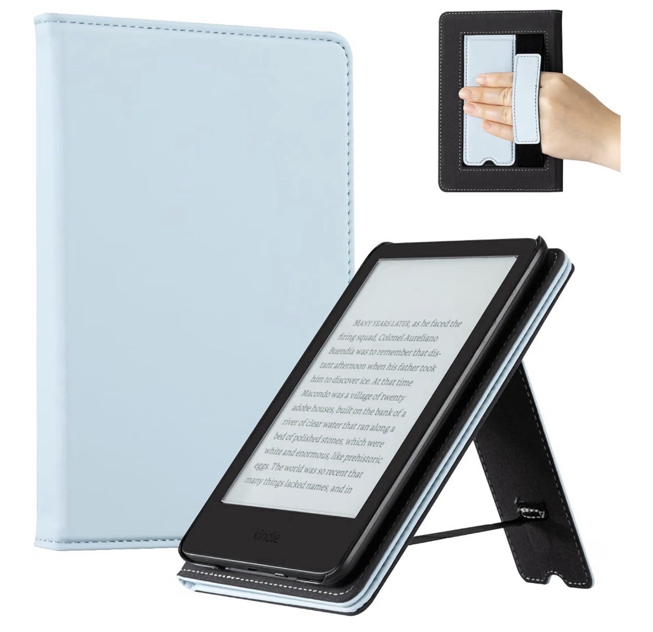 Cobalt Baby Blue Case For 6” E-Reader-PU Leather Smart Cover W/Auto Sleep/Wakeup