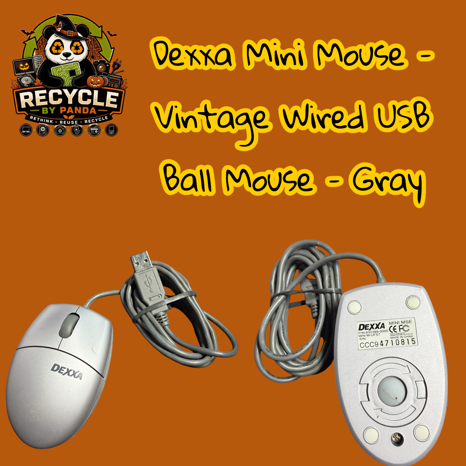 Dexxa Mini Mouse Vintage Wired USB Ball Mouse Gray