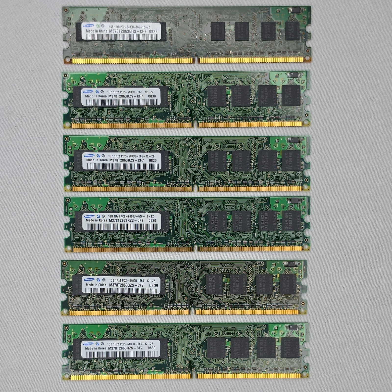 Samsung 6GB (6x1GB) DDR2 DIMM PC2-6400U 240-Pin RAM M378T2863