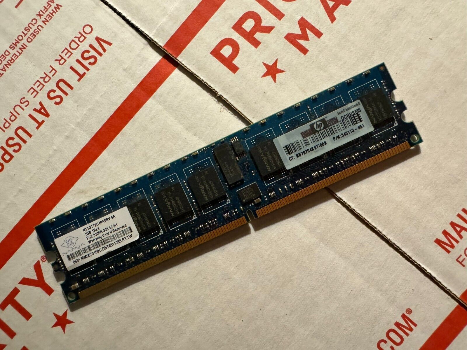 Nanya 1GB 1Rx4 PC2-3200R-333-12-H1 NT1GT72U4PA0BV-5A Memory RAM Stick For HP PC