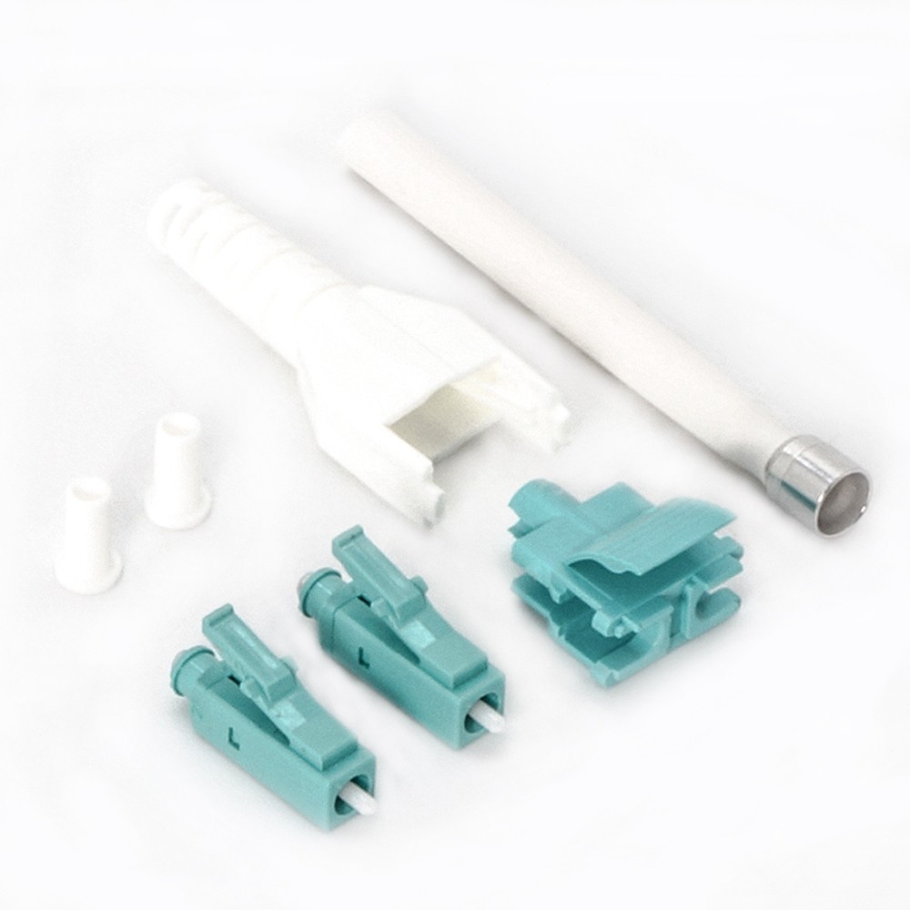 5 Pack of LC/UPC OM3 Multimode Duplex Uniboot Connector Aqua-White (10pack)