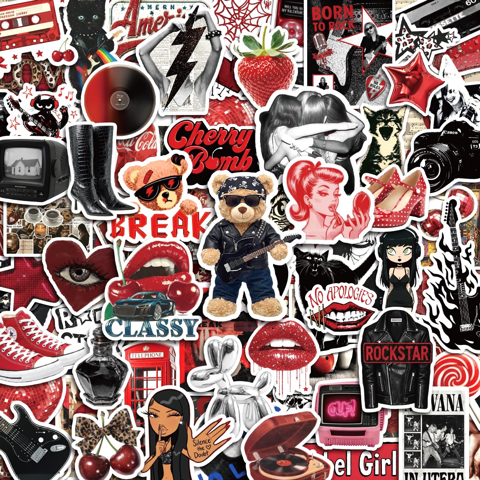 200Pcs Vintage Aesthetic Stickers for 6 x 9 inches, Y2k Downtown Girl