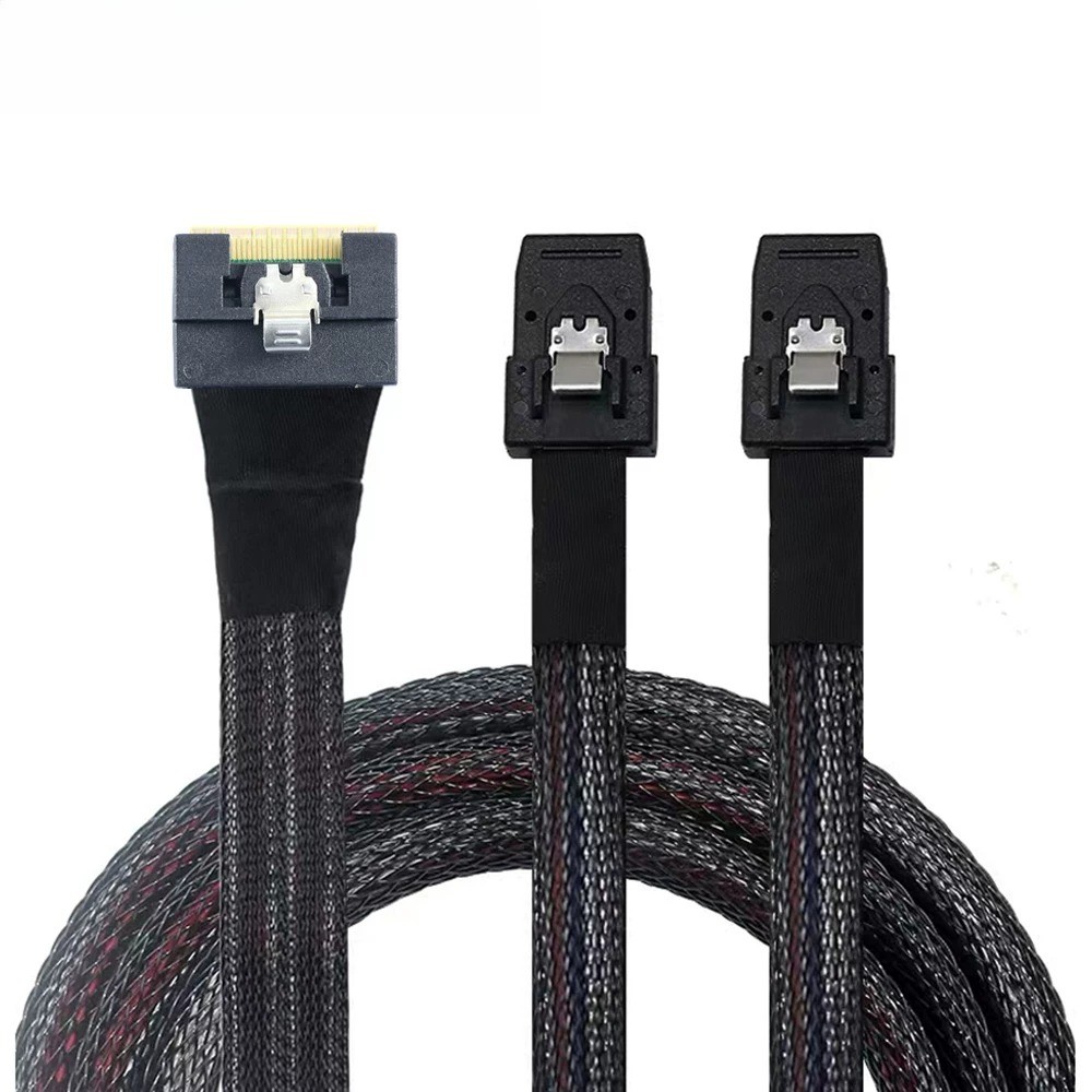 SlimSAS SFF-8654 8i SAS4.0 Full Anti-skew to 2X SAS 8087 Server Connection Cable
