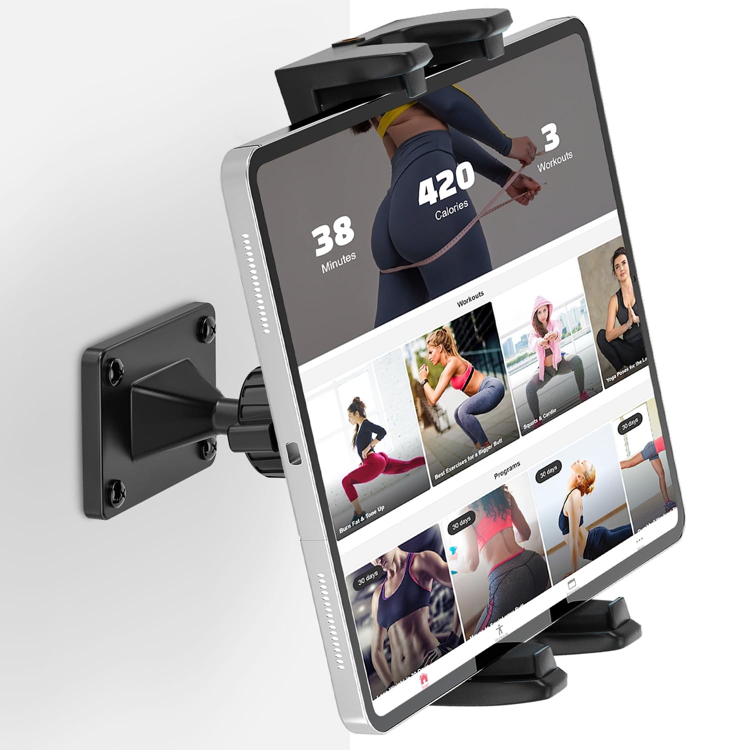 JUBOR Tablet Wall Mount, 360° Rotation Holder 4.7-12.9 Inch, Black 