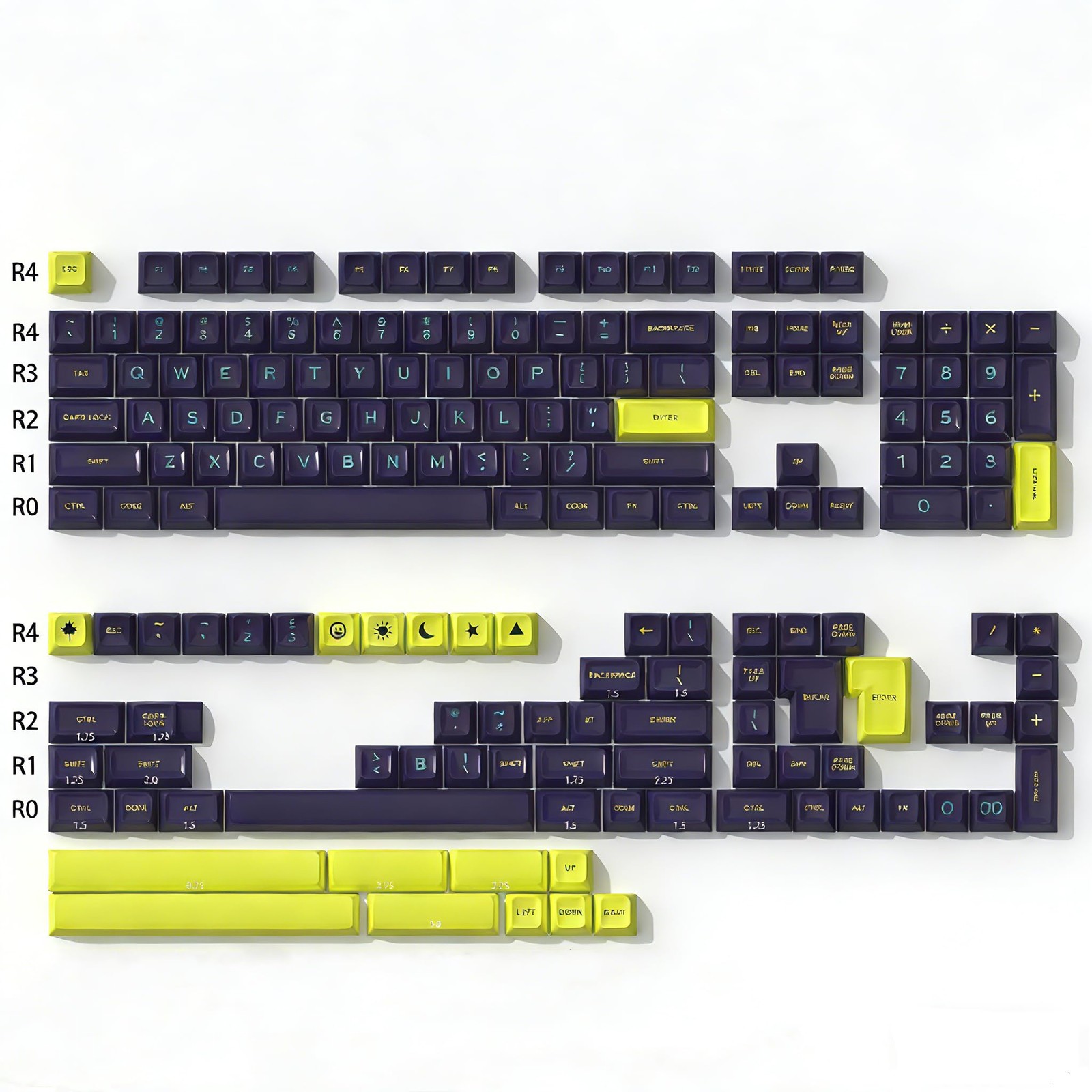 172Key SA Profile Punk Blue & Yellow Doubleshot PBT Keycaps Set MX
