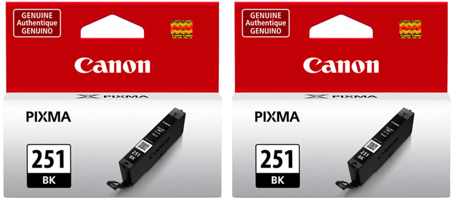 New Genuine Canon CLI-251 2PK Black Ink Cartridges