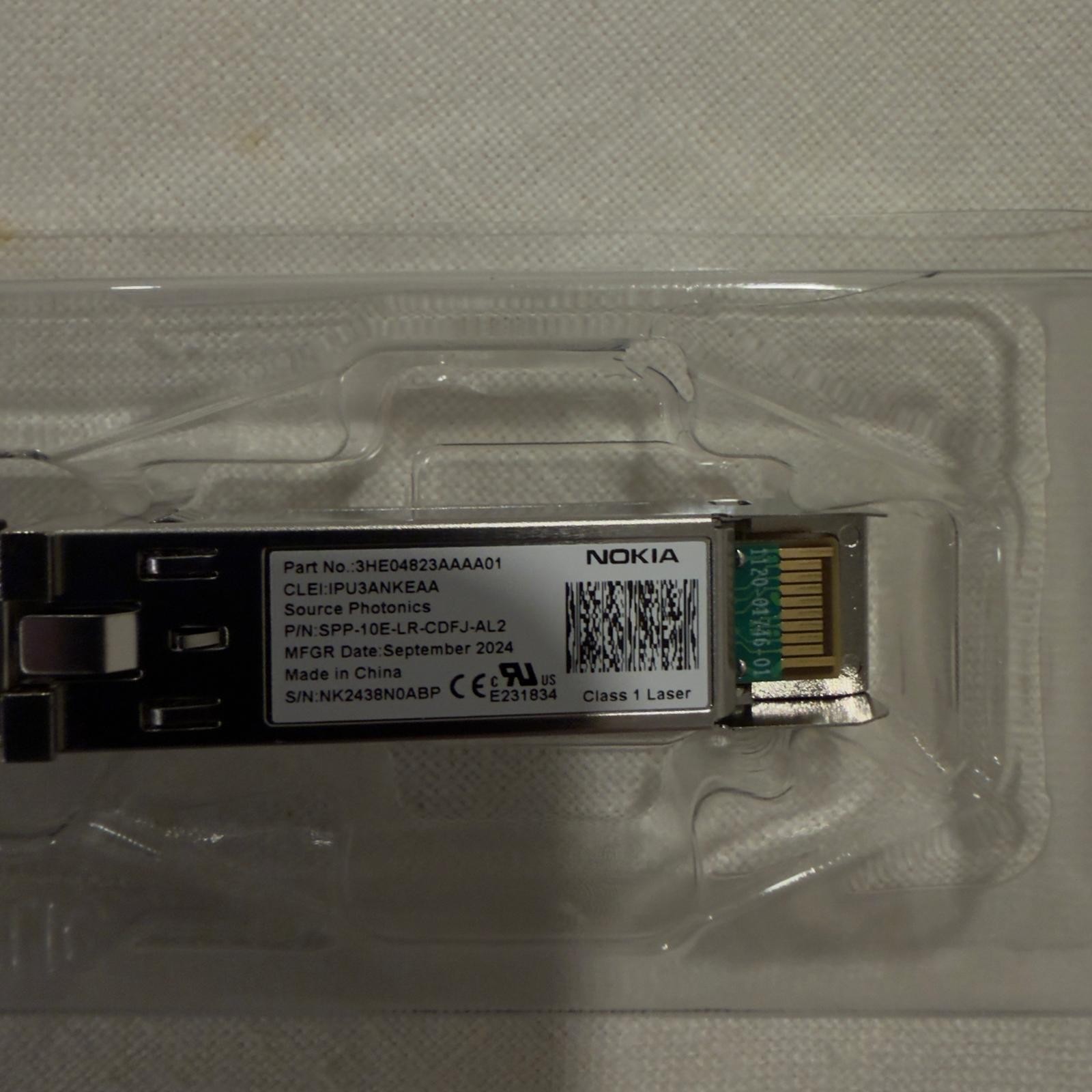 3HE04823AAAA01 NOKIA NEW FACTORY SEAL SFP+ 10GE LR-LC ROHS6/6 0/70C TRANSCEIVER