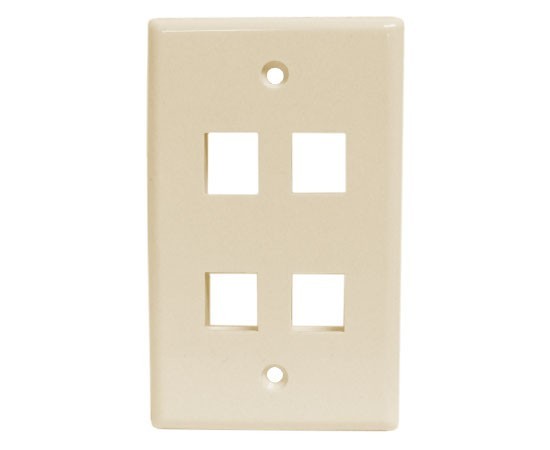 Universal Wall Plates, 4 Port - 2¾ (W) x 4½ (H) - Ivory