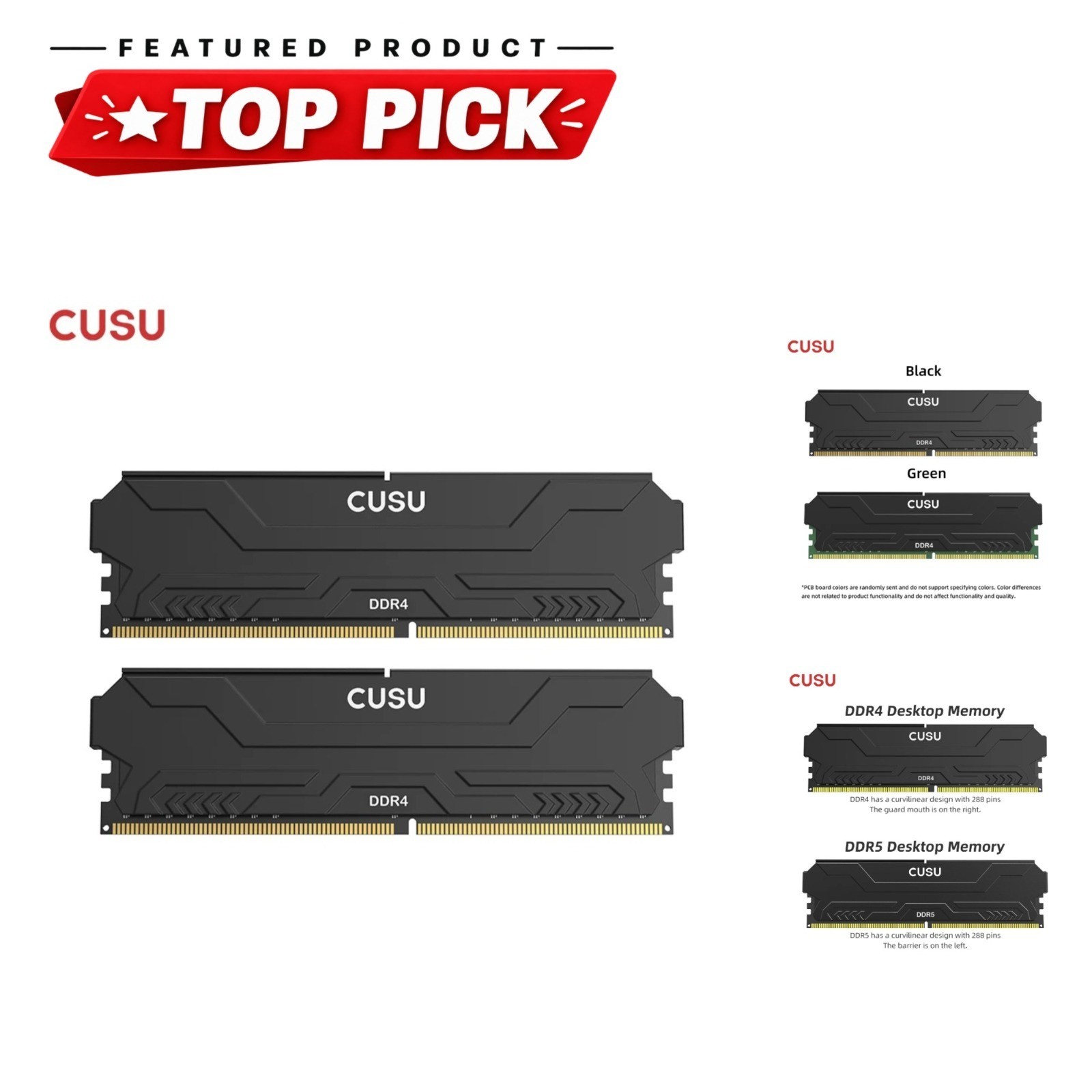 CUSU DDR4 DDR5 Desktop RAM 8GB 16GB 3200MHz 3600MHz 5600MHz 6400MHz UDIMM 288pin