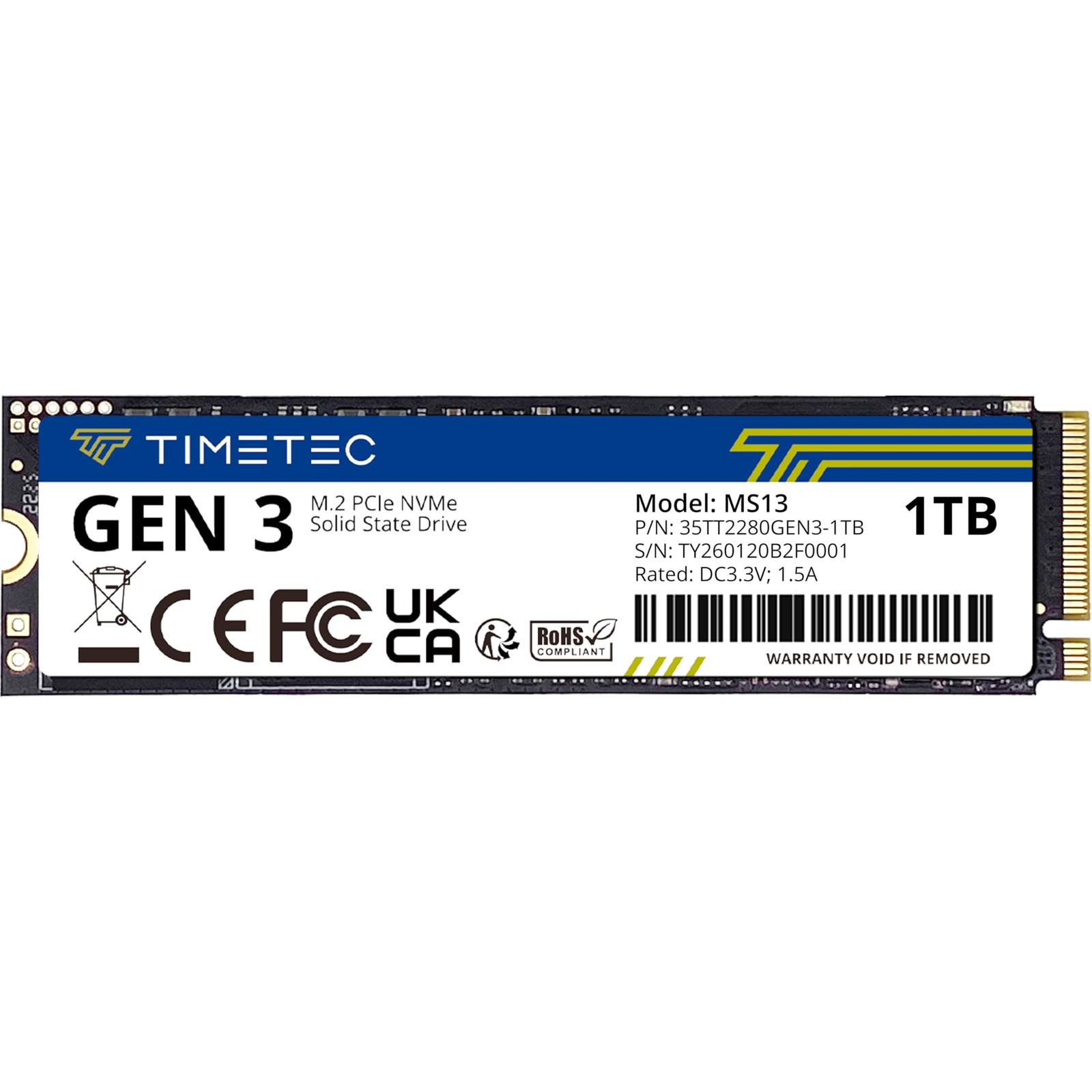 Timetec 1TB SSD NVMe PCIe Gen3x4 8Gb/s M.2 2280 3D NAND High 1TB, Black
