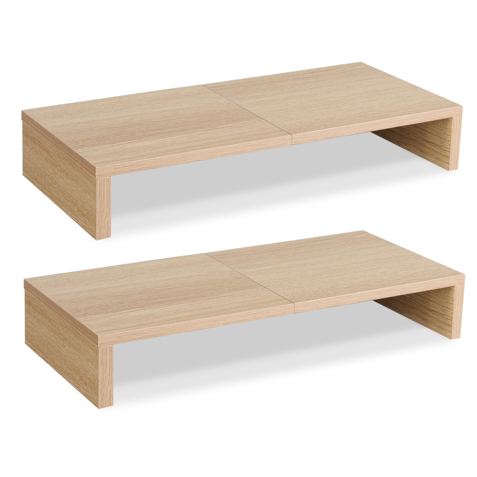 2 Pack 20 inch Wood Monitor Stand for Desk Organization.