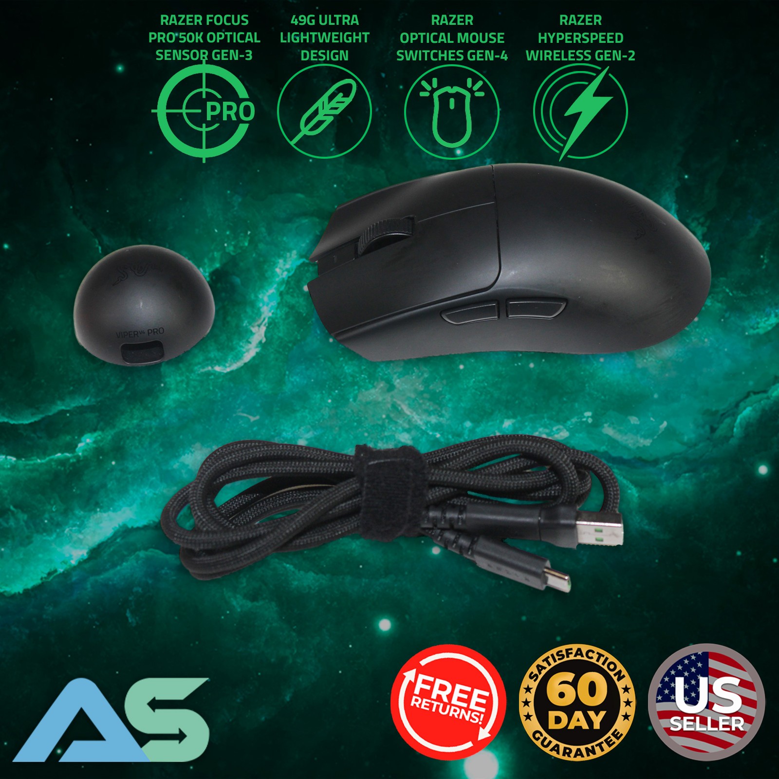 Razer Viper V4 Pro Hyperspeed Wireless Esports Gaming Mouse Focus Pro 50K DPI