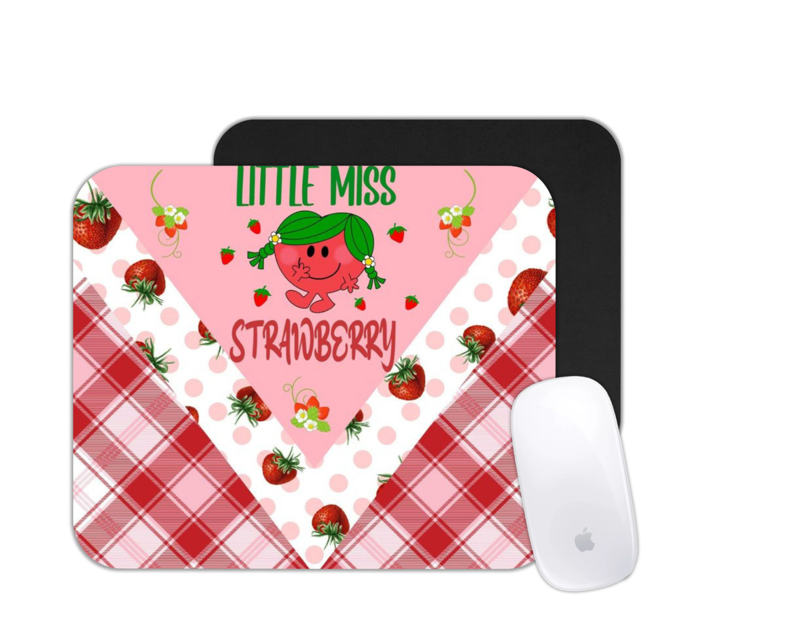 Little Miss Strawberry Cute Strawberry Character Mouse Pad | Cartoon Desk Mat