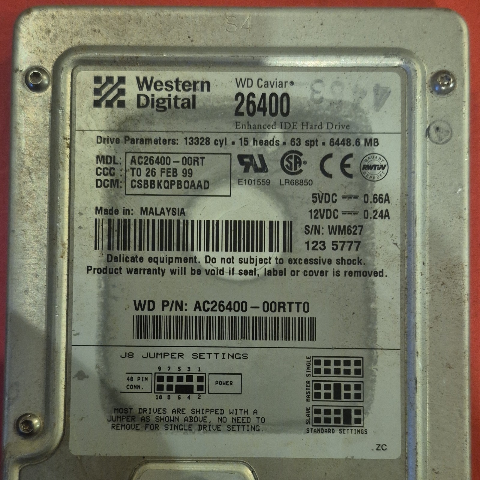 Western Digital WD Caviar 26400 6448.6MB 3.5" IDE HDD 5400RPM 2MB