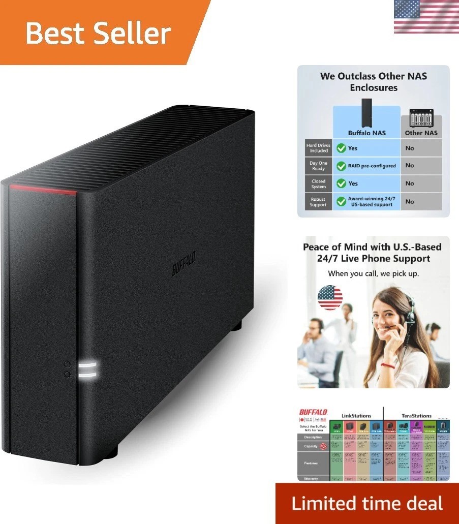 LinkStation 210 2TB 1-Bay NAS Network Attached Storage with HDD Hard Drives I...
