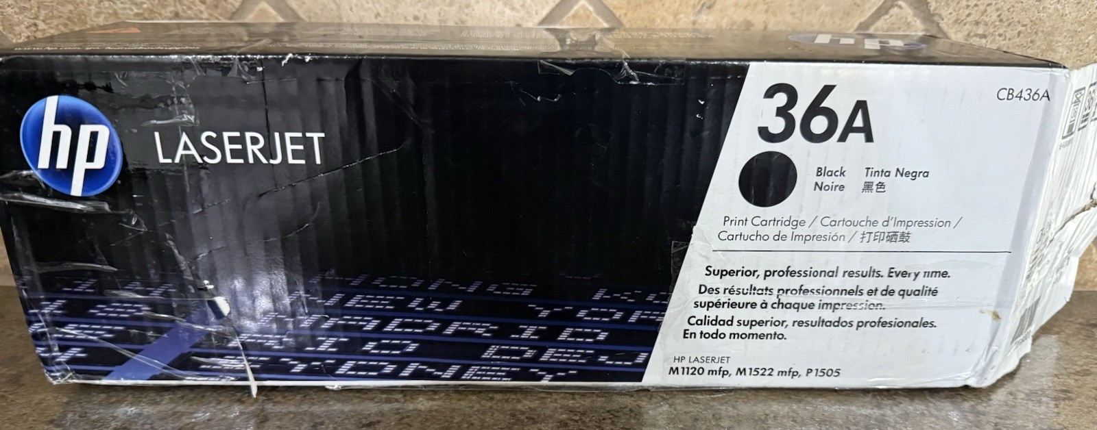 HP CB436A 36A Black Toner Cartridge Genuine Open Box