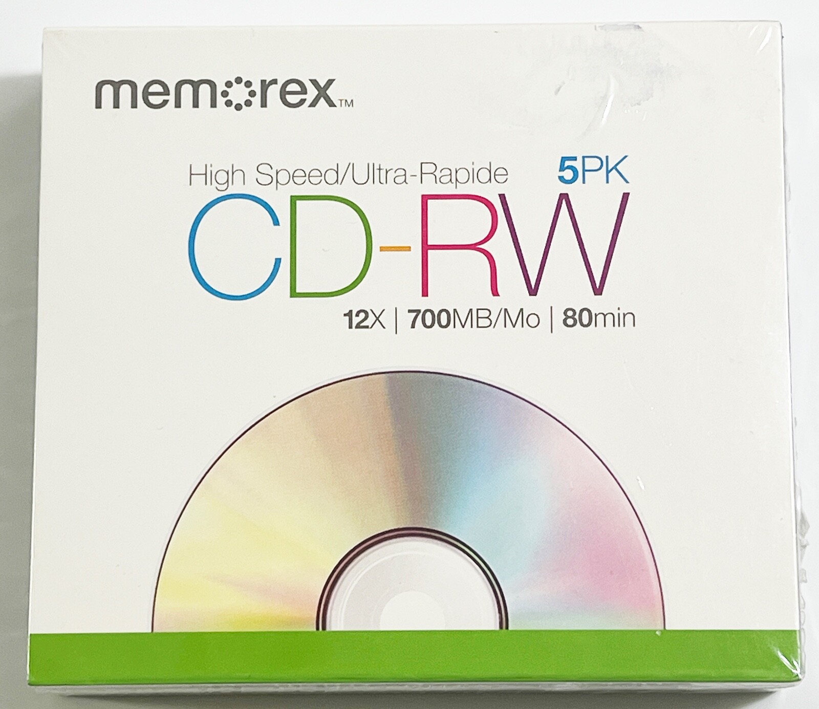 Memorex High Speed Blank CD-RW 5PK 12x 700MB/Mo 80 Min. SEALED