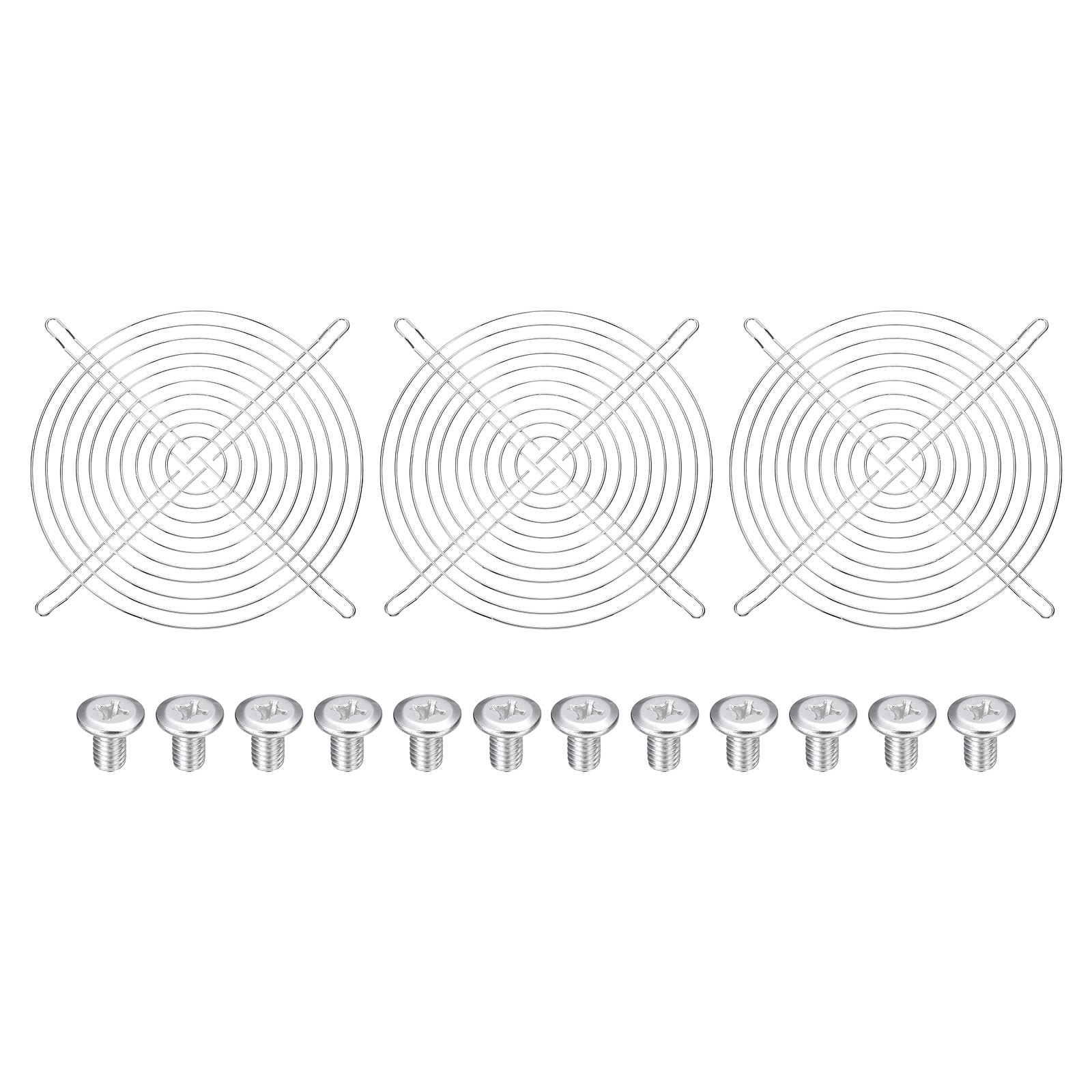 3 Pcs 200mm Fan Finger Grill Metal Ventilation Grill Cover with Screws, Silver
