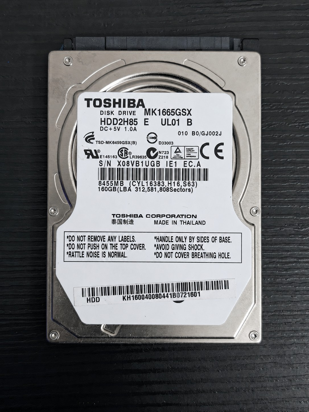 Toshiba 160GB 2.5" HDD | 96MB/s Read+Write | SMART TESTED | MK1665GSX