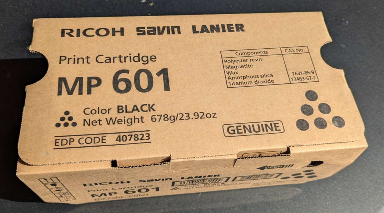 Ricoh 407823 MP 601 Black All- in-One Print Cartridge Genuine NEW