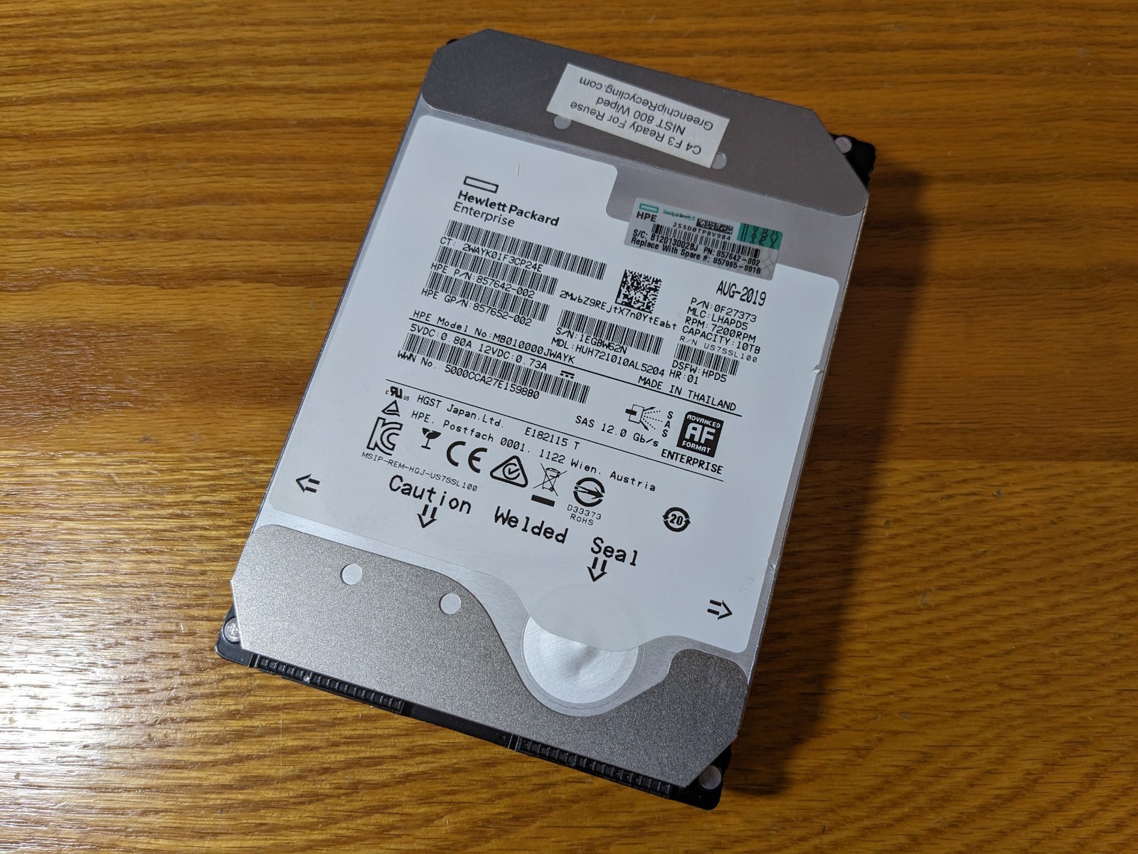 HGST 10TB DC HC510 7.2K SAS 3.5" Hard Drive HDD WD HPE HUH721010AL5204 - 100%