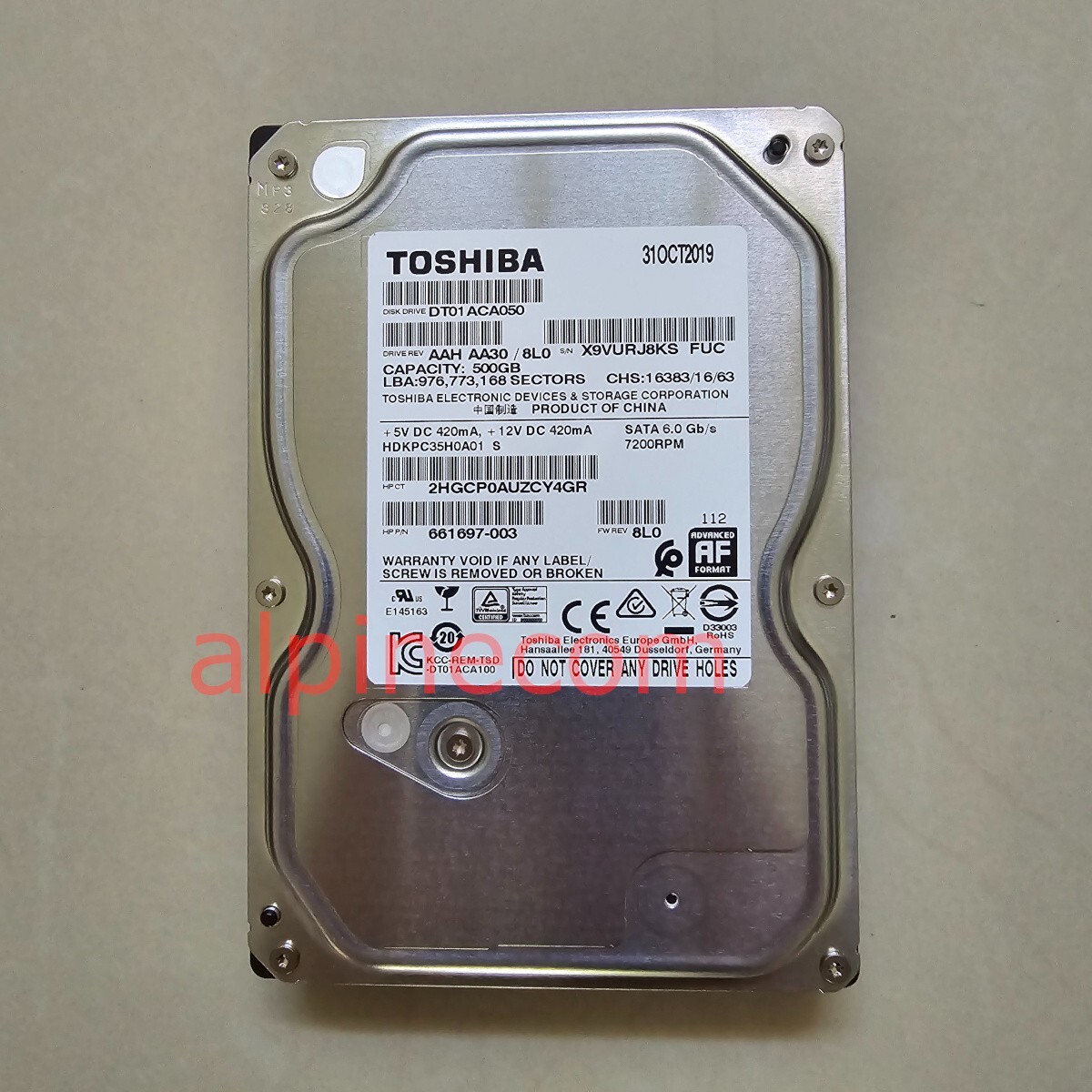 ✅ HP 661697-003 500GB 3.5 SATA 7200 DT01ACA050 Toshiba Desktop HDD (Genuine HP)