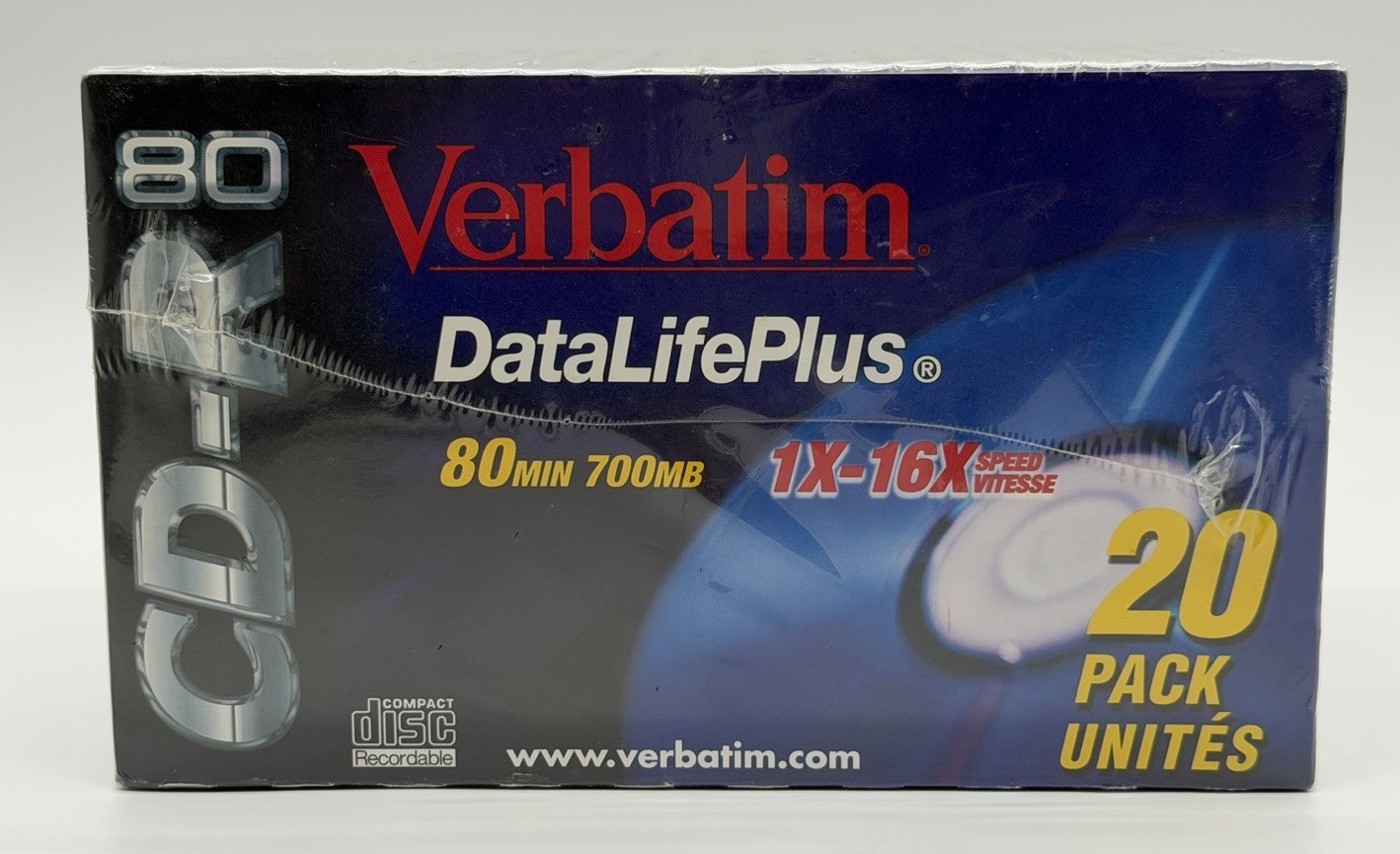 Verbatim DataLifePlus CD-R 700MB 80 Minute 16X Blank Discs 20 Pack New