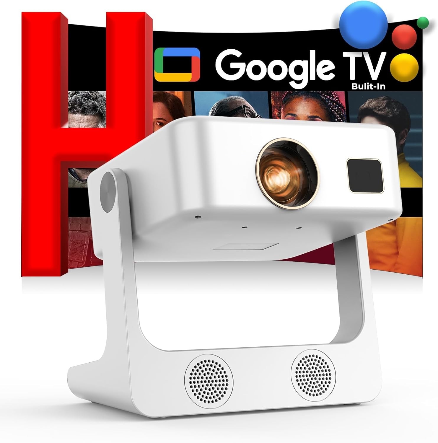 1500 ANSI/Google Store/Voice Control] 4K Outdoor Smart Projector with WiFi6 and