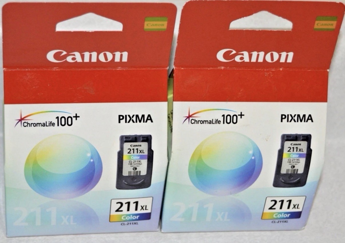 Lot Of 2 Canon CL-211 XL Genuine Color Ink Cartridge - Fine PIXMA Multicolor
