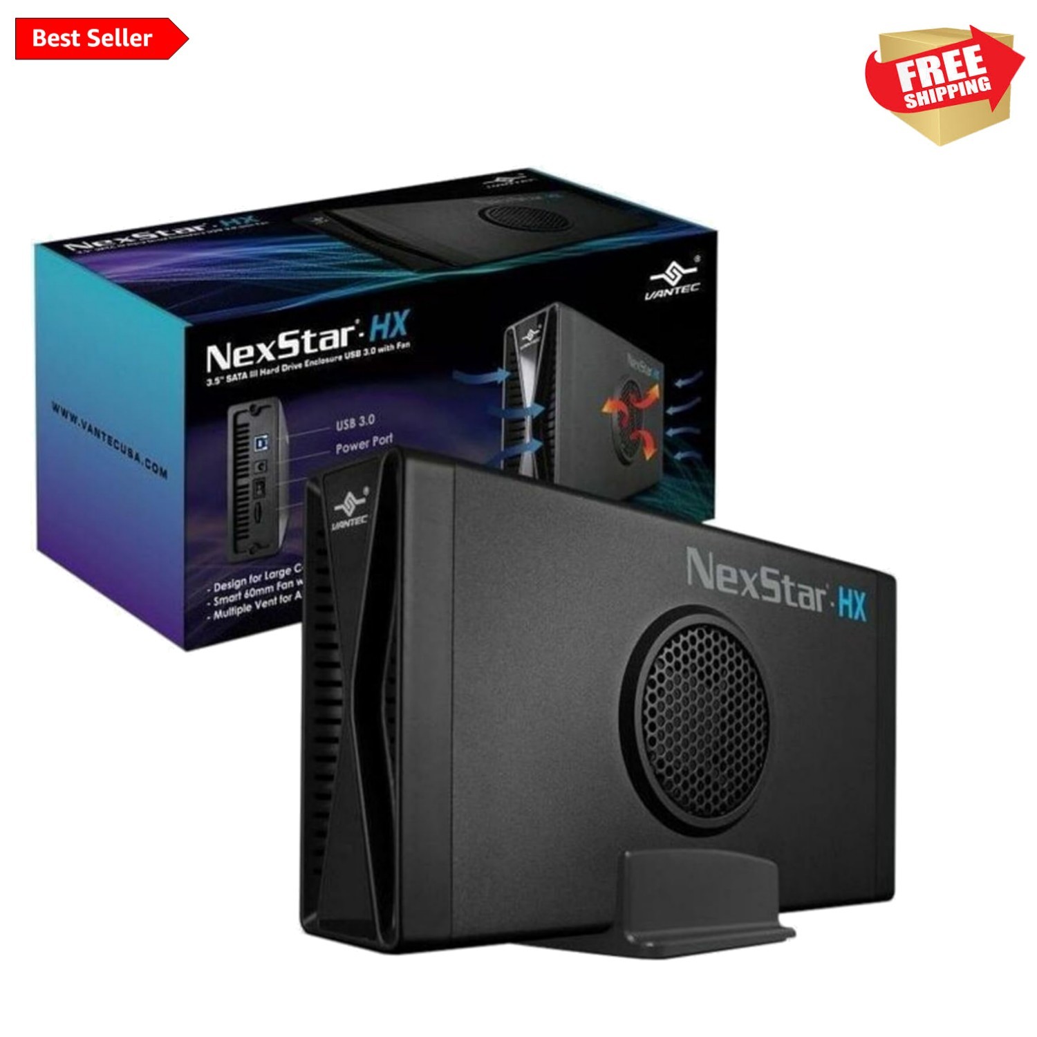 NexStar HX, 3.5" SATA III Hard Drive Enclosure USB 3.0 With Fan NST-387S3-BK
