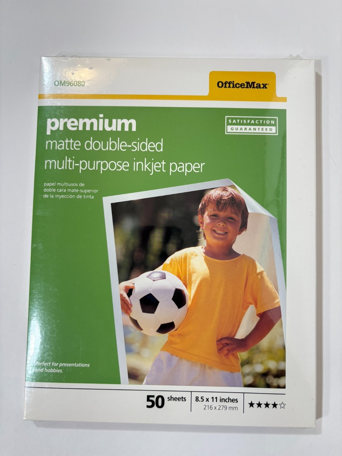 OfficeMax Double Sided Inkjet Paper, Matte Premium, Inkjet OM96080 50 Sheets
