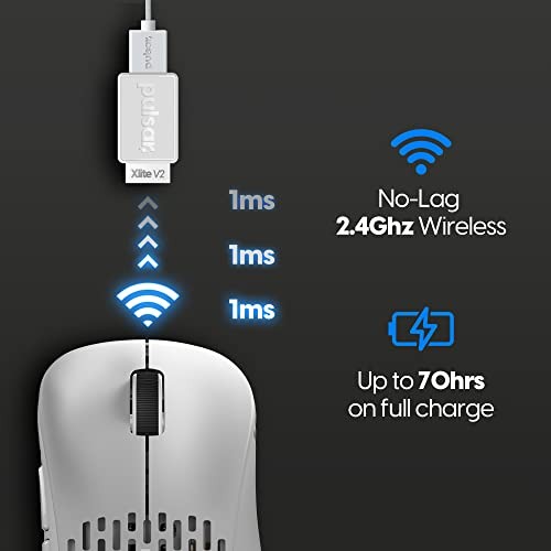 Pulsar Gaming Gears Xlite v2 Wireless Gaming Mouse, Medium, White