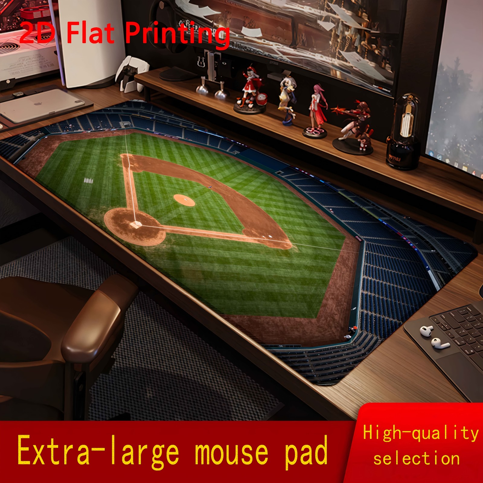 1pc Baseball Field Mouse Pad, Suitable for Gaming, Office, Desk Decoration, Co