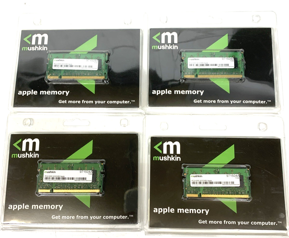 LOT 4x Mushkin for Apple 4GB [4x1GB] DDR2-667 PC2-5300 200 Pin CL=5 RAM Memory