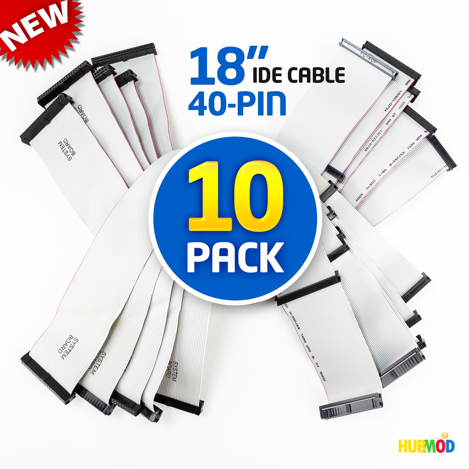 10 X 40 Pin 18" Wire 3-Connector ATA IDE Flat Ribbon Cable HDD CD DVD ROM DRIVE