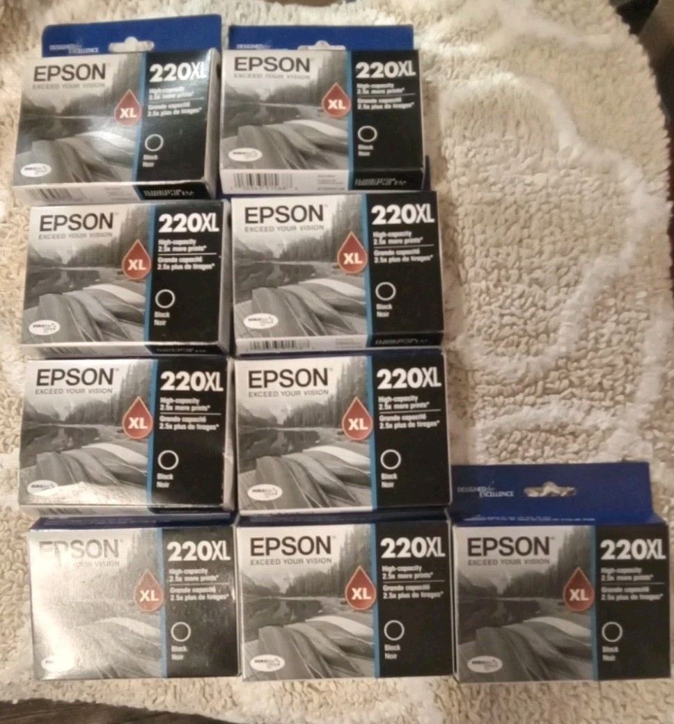 lot of 11 New Genuine Epson 220XL High Capacity Black Ink Cartridge Exp 02/25