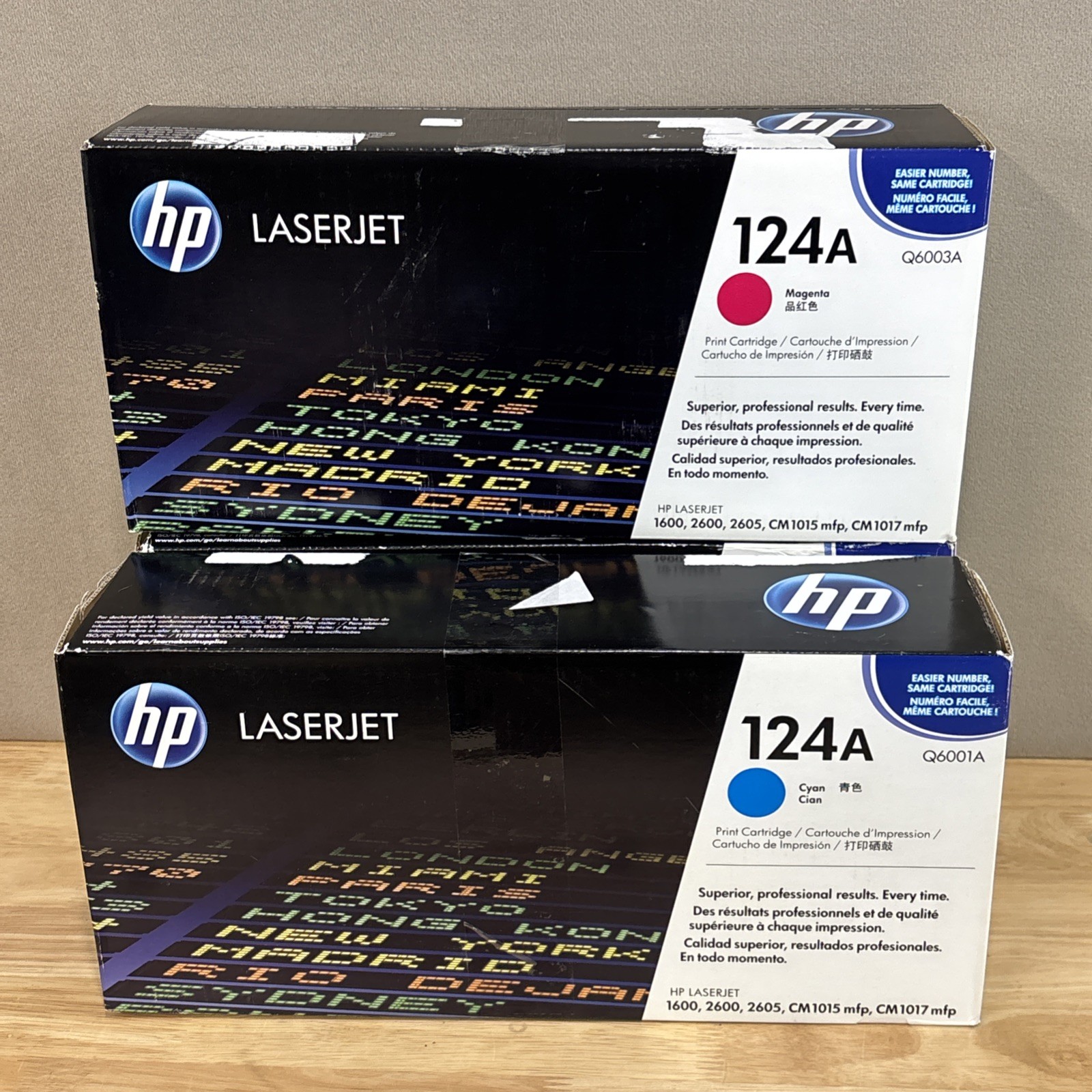 Genuine HP 124A Cyan Q6001A Magenta Q6003Ax2 Toner Expired