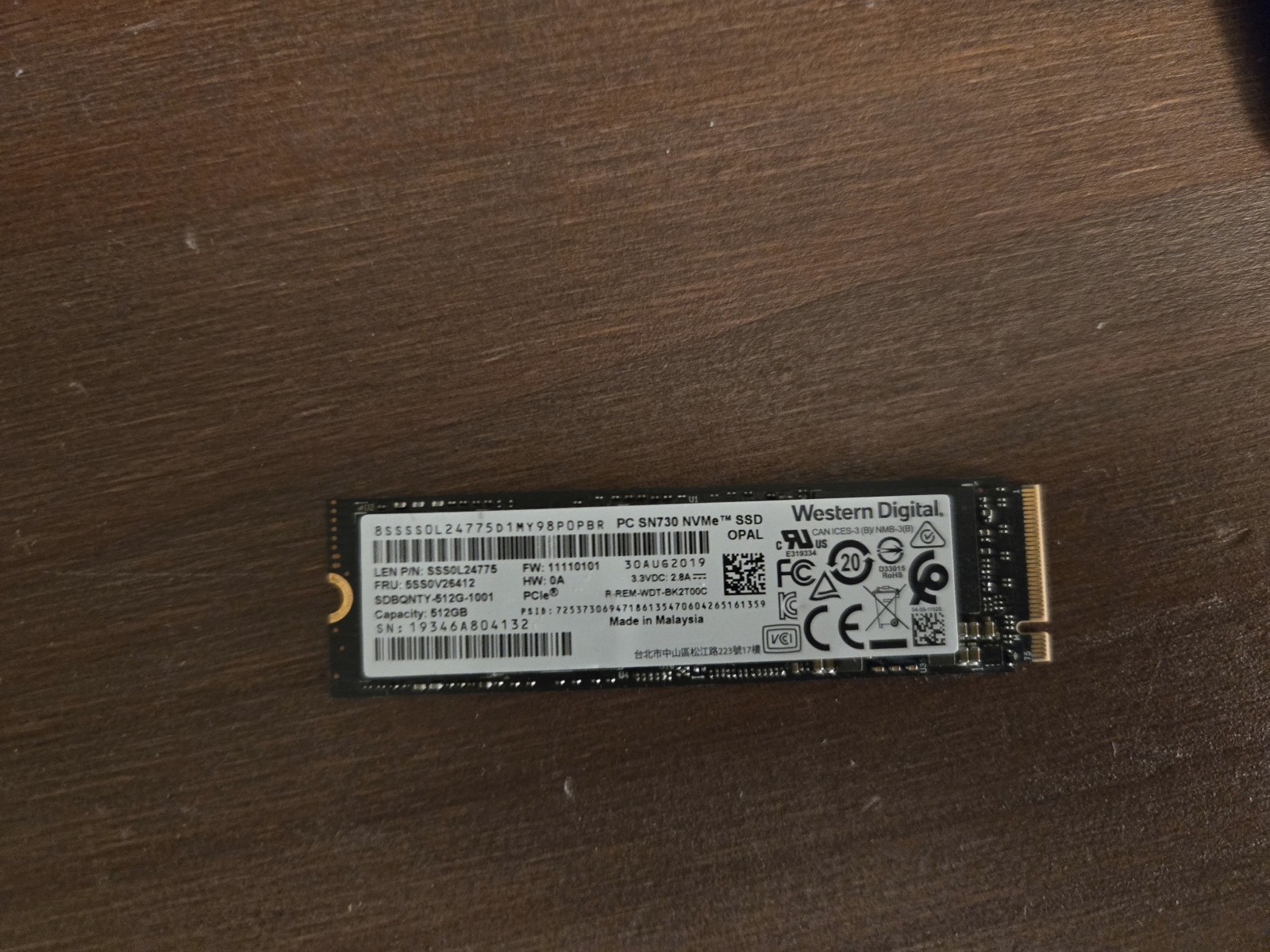 Western Digital PC SN730 512GB M.2 NVME 2280
