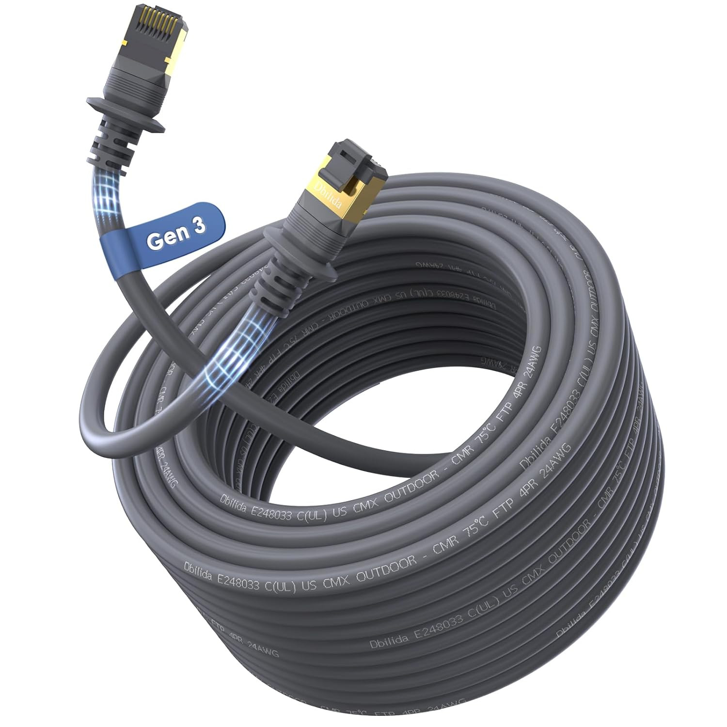 Starlink Cable Gen 3-300FT, CMX CMR Rated 24AWG Ethernet Cable for Outdoor Indoo