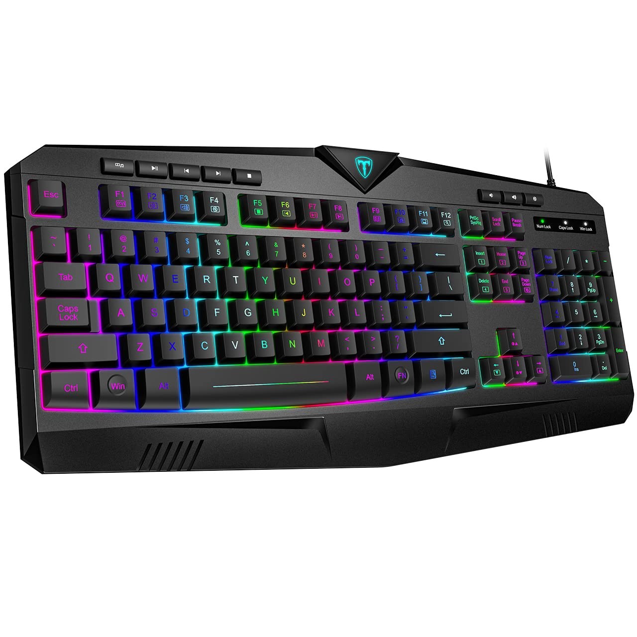 Gaming Keyboard, Full Size RGB Backlit Quiet Computer Keyboard, Wrist Rest, S...