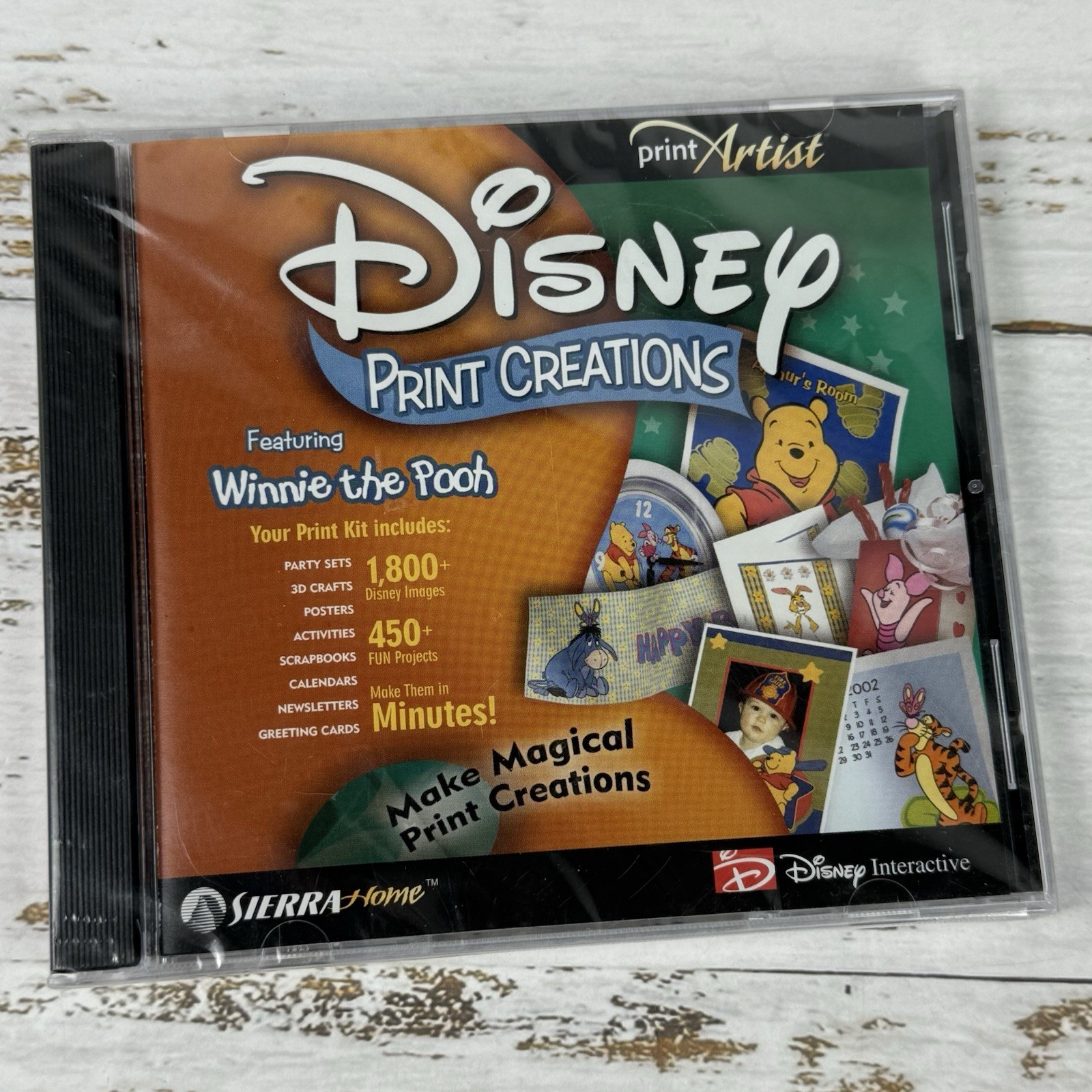 Disney Print Creations PC CD 1800+ Images Winnie The Pooh Print Artist 2002 New
