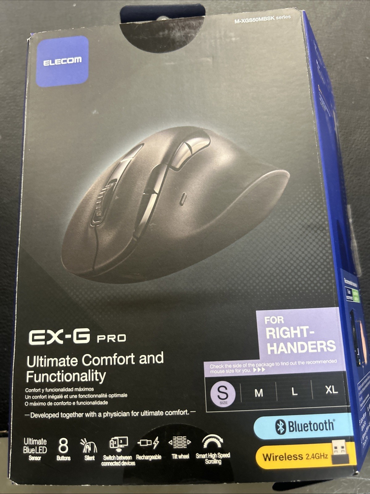 ELECOM EX-G PRO Ergonomic Mouse  Multi-Device Bluetooth or Wireless USB  Silent