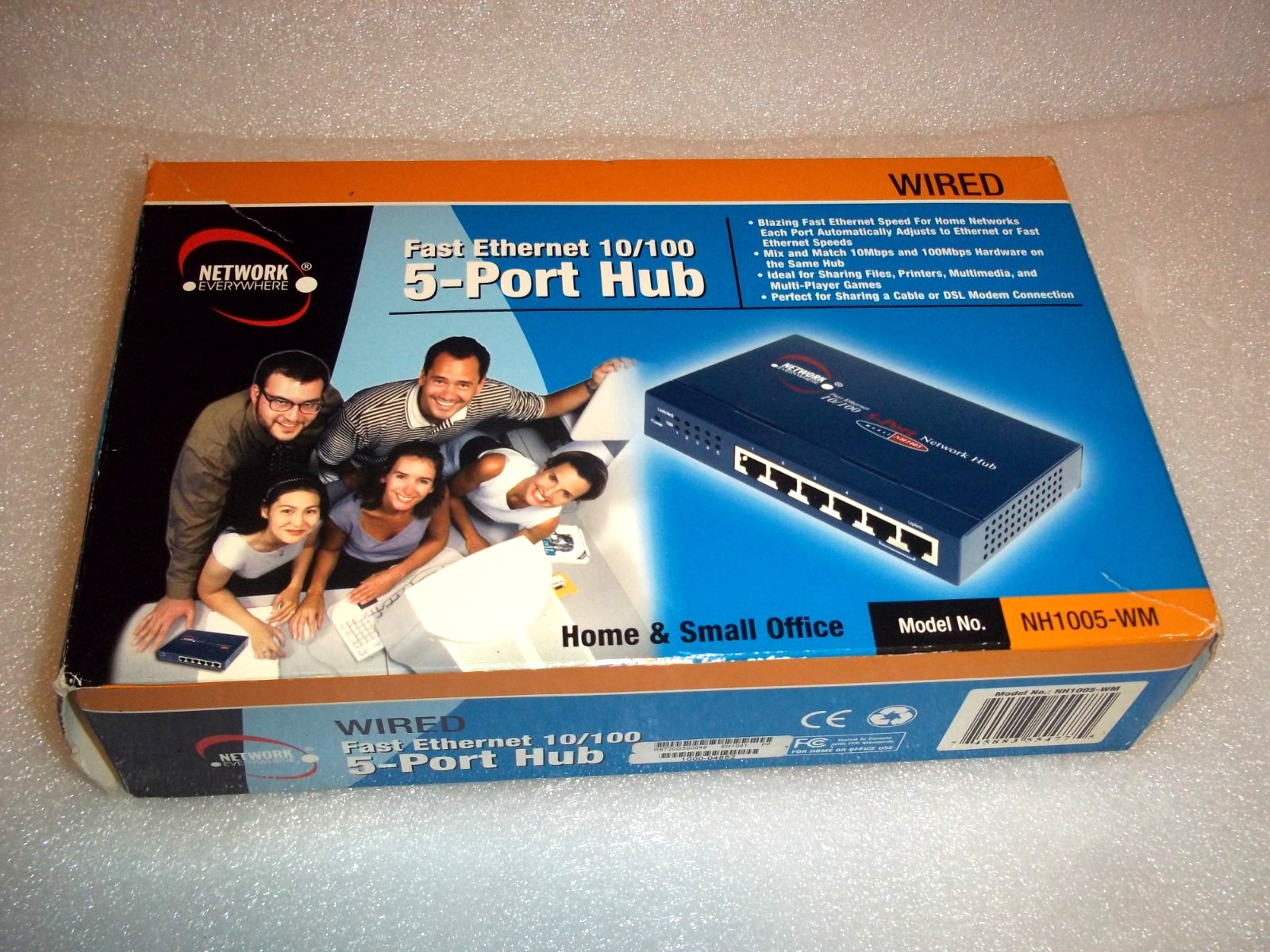 Network Everywhere Wired Fast Ethernet 10/100 5-PORT HUB NH-1005-WM Brand New