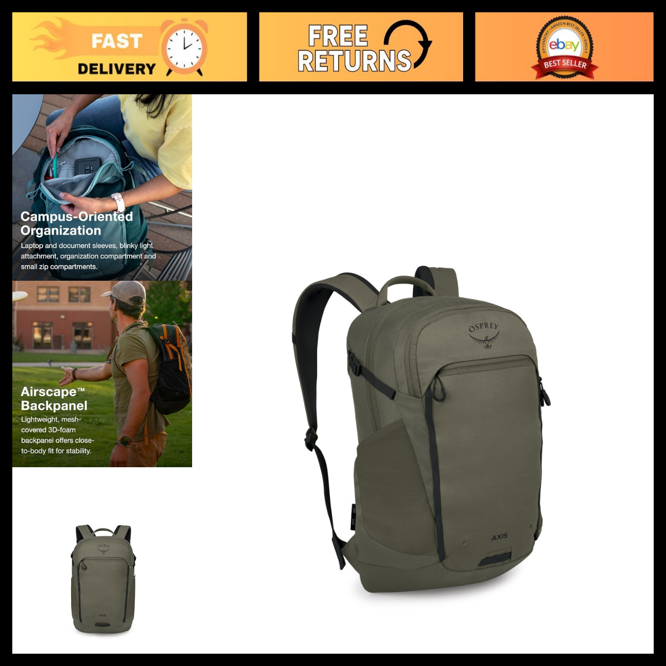 Sleek Laptop Backpack with Sleeve, Water Bottle Pockets & Compression Straps